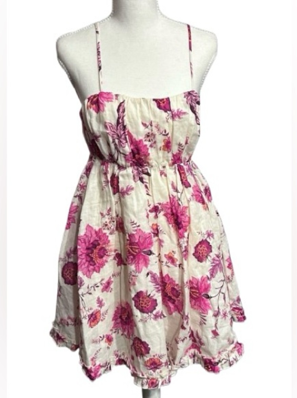 a loves a Floral Dress Small Ruffles Cream Pink Tea Party Cottage Designer